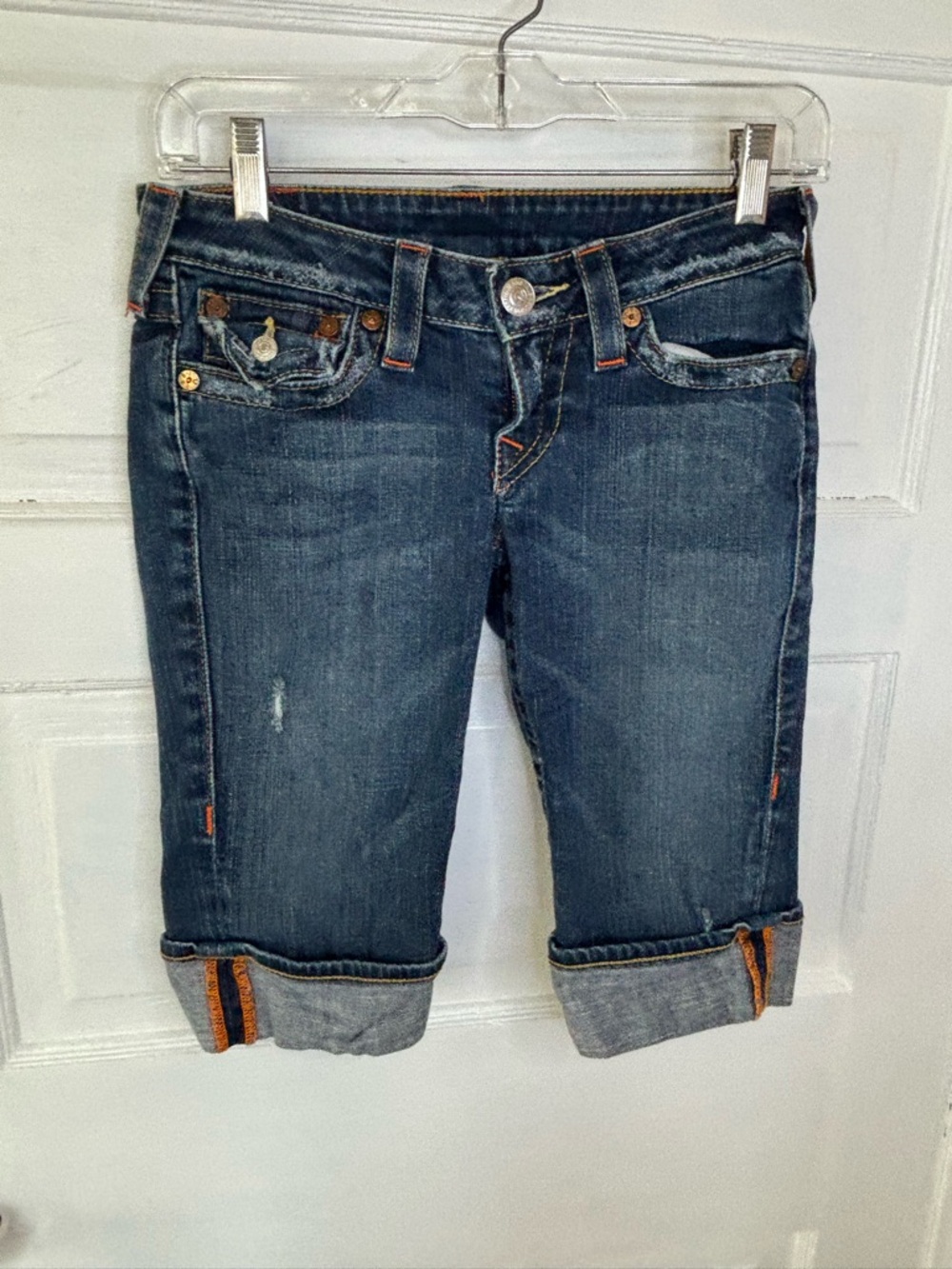 True Religion Denim Shorts with Contrast Stitching